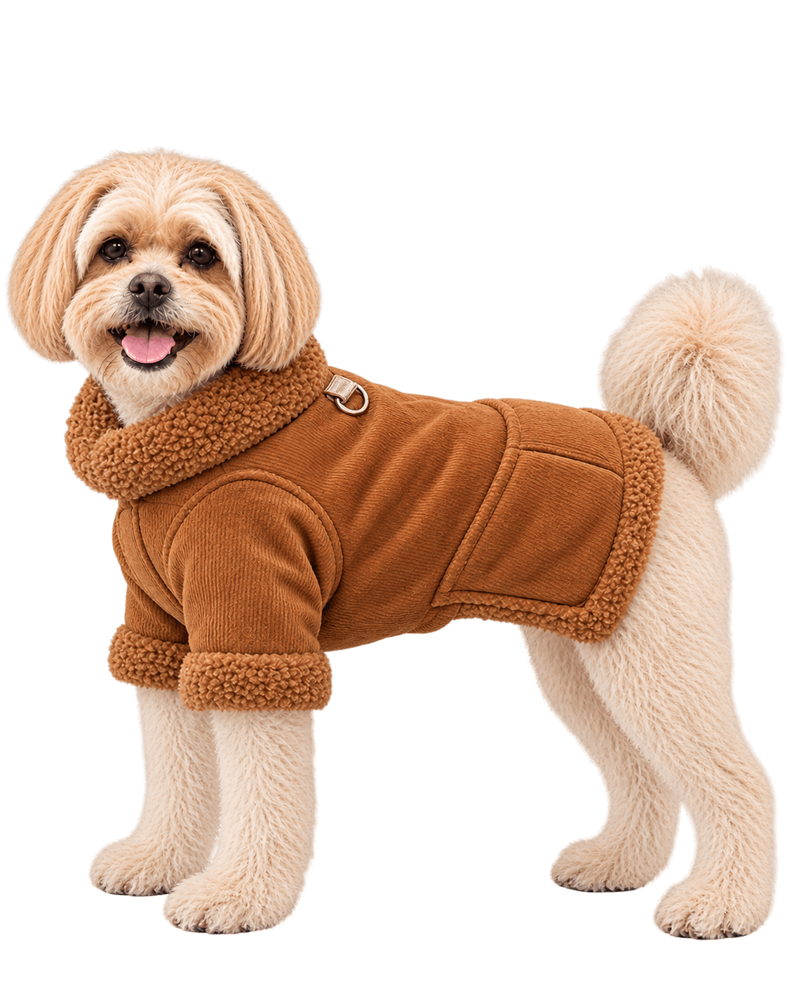 Perrito con abrigo de pana marrón
