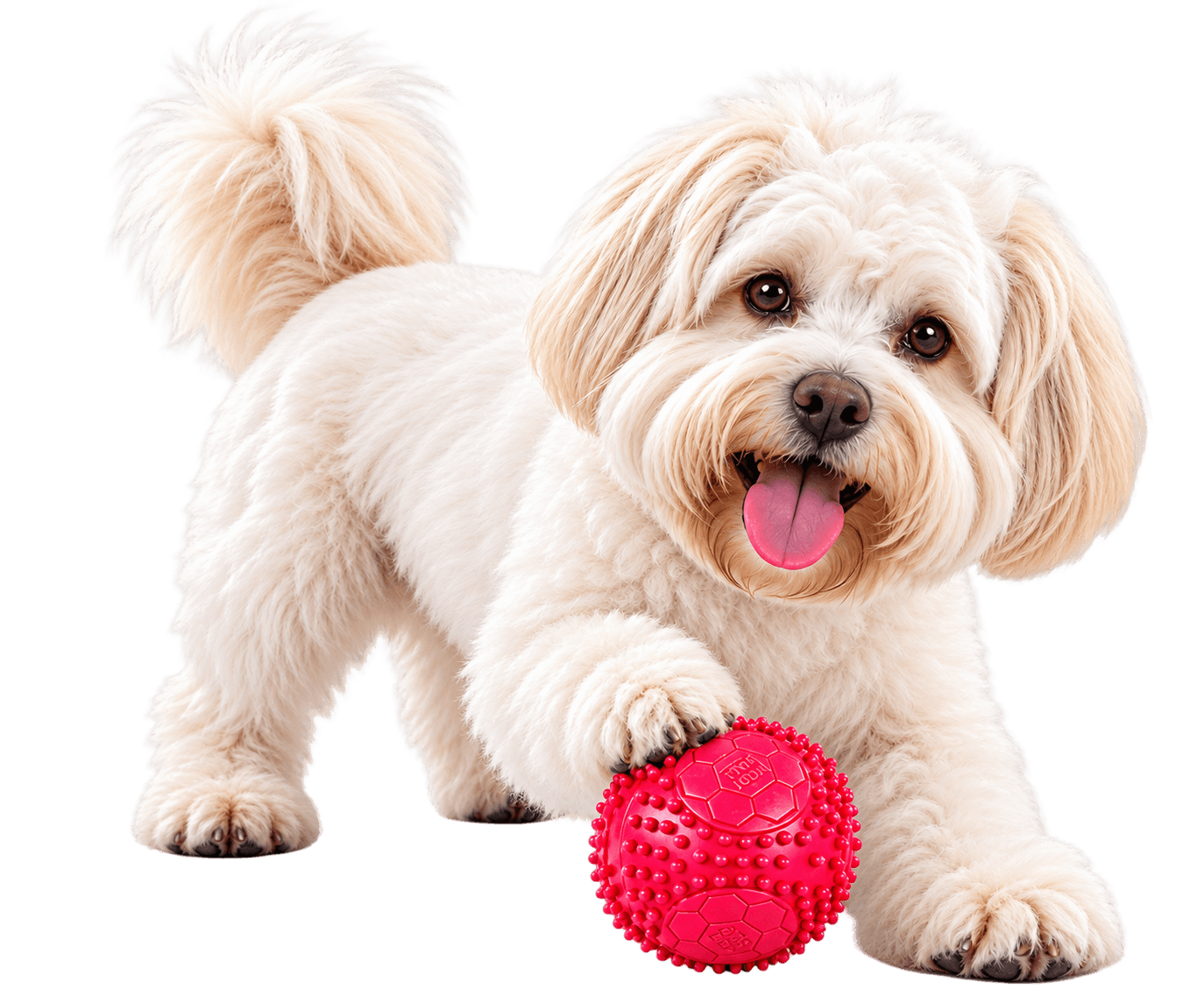 Perro juguetón con pelota roja 2